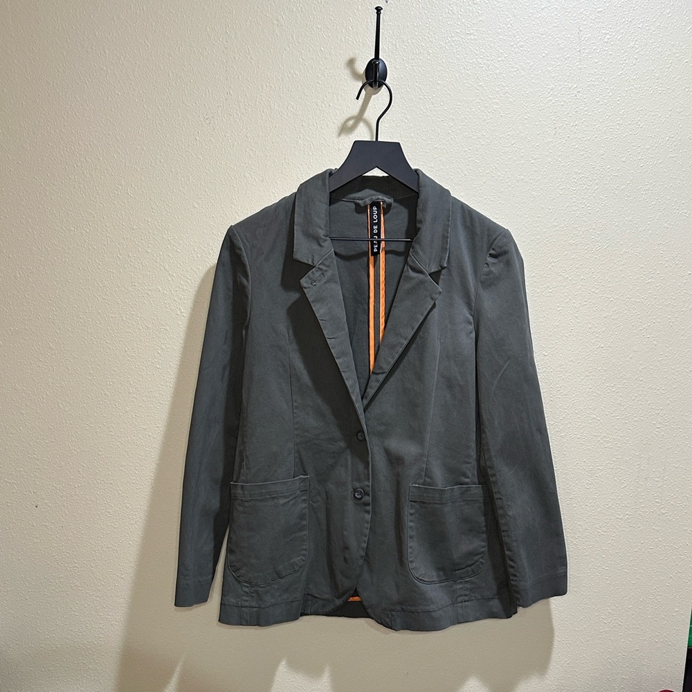 Peau De Loup Betta Button Up Suit Jacket Olive green size 10